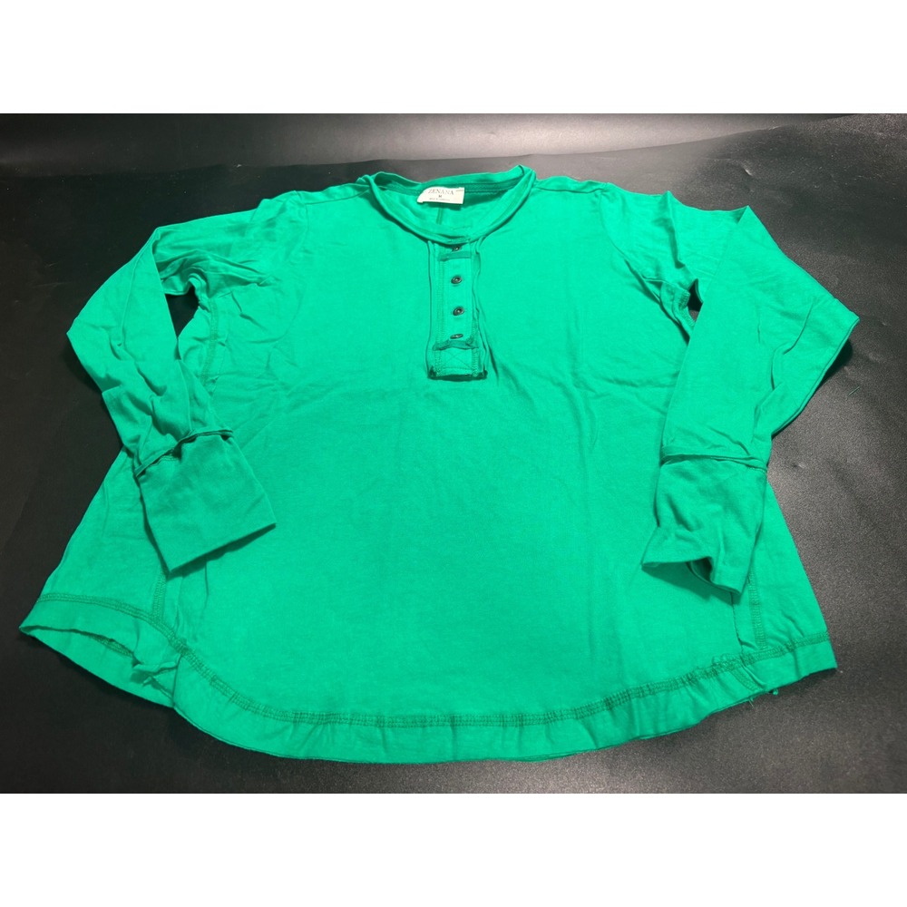 Zenana‎ Womens Kelly Green Cotton Long Sleeve Henley Top CT-3316Y Medium